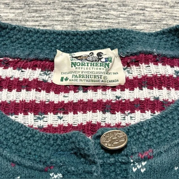 Vintage Northern Reflections Winter Scene Cardigan Ladies M/L - Picture 4 of 8